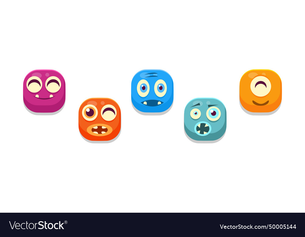 Funny square face character with emotion icon