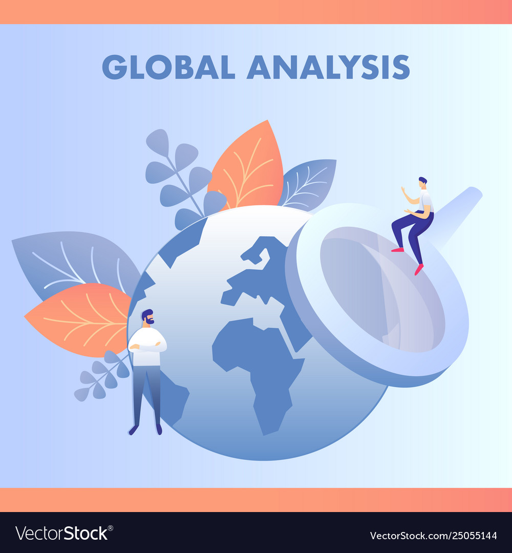 Global data analysis flat vector image Global data analysis flat