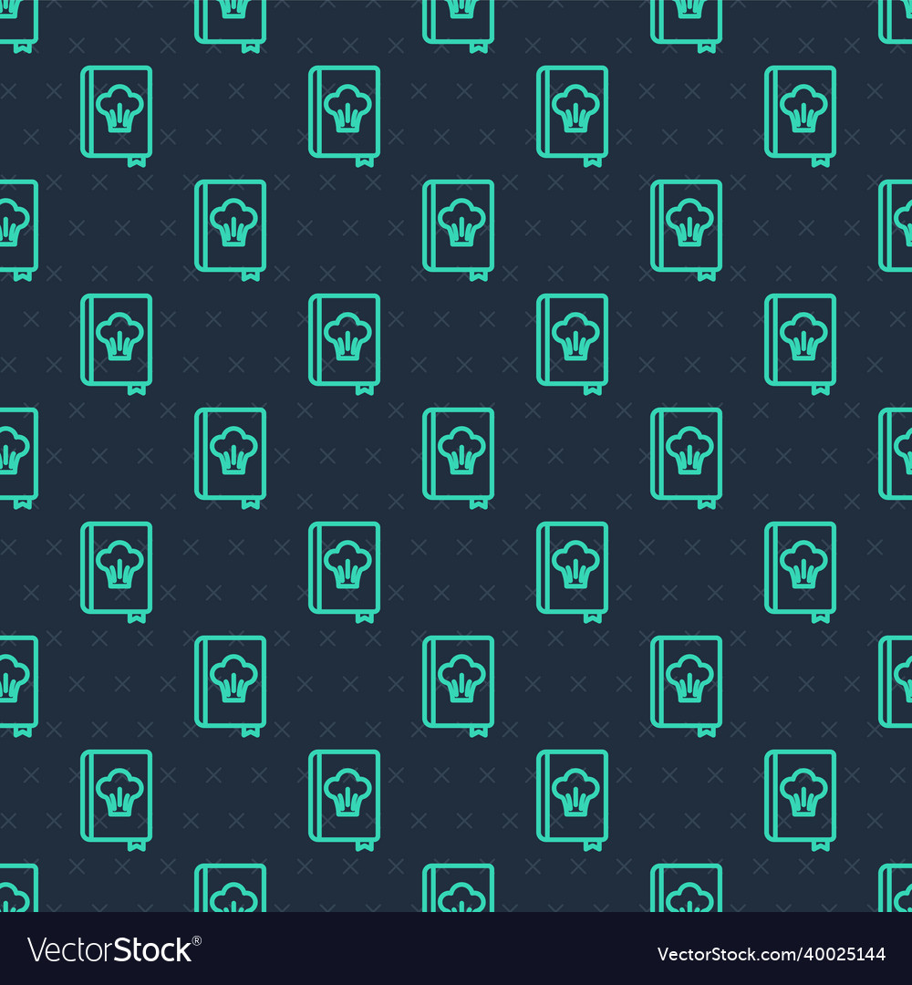 Green line cookbook icon isolated seamless pattern vector image Green line cookbook icon isolated seamless pattern