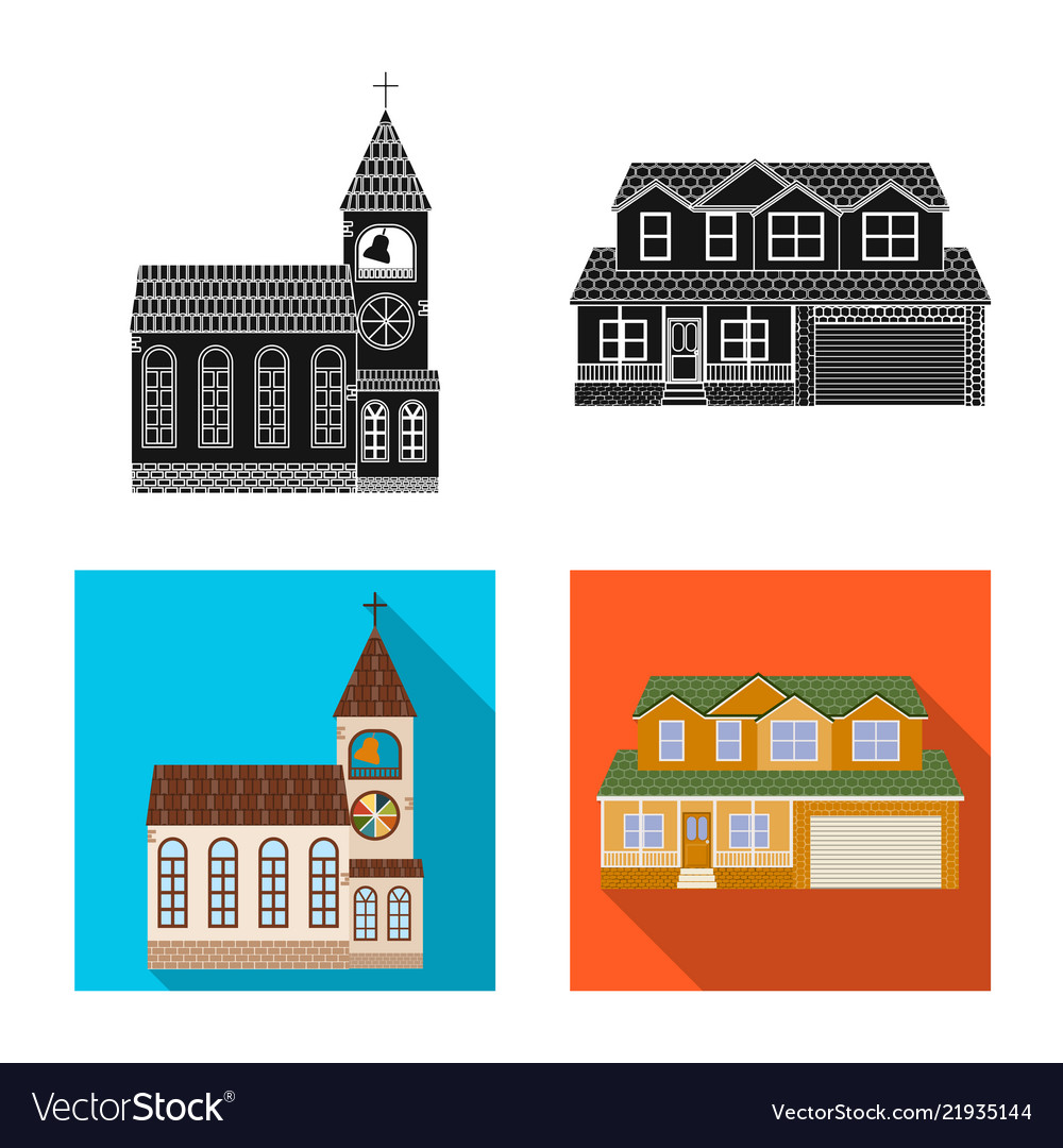 Isolated object of building and front symbol vector image Isolated object of building and front symbol