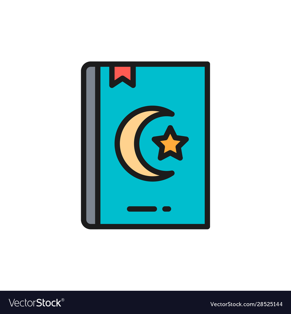 Koran quran holy book for muslims flat color vector image Koran quran holy book for muslims flat color