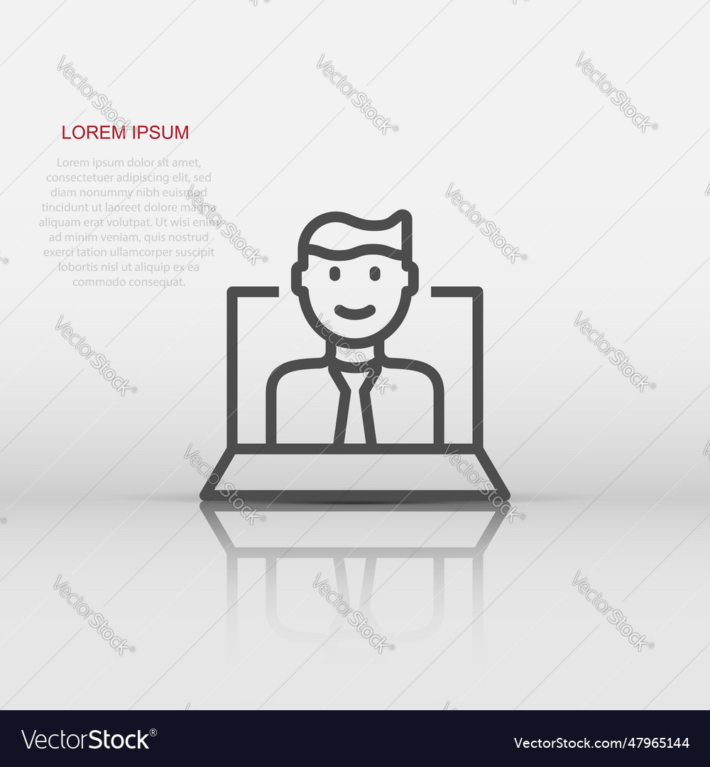 People with laptop computer icon in flat style pc Vector Image
