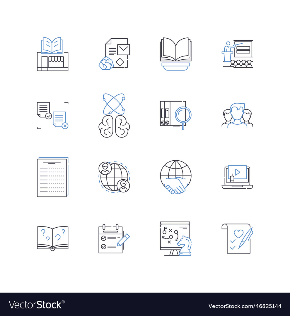 Procedural design line icons collection algorithm vector image Procedural design line icons collection algorithm