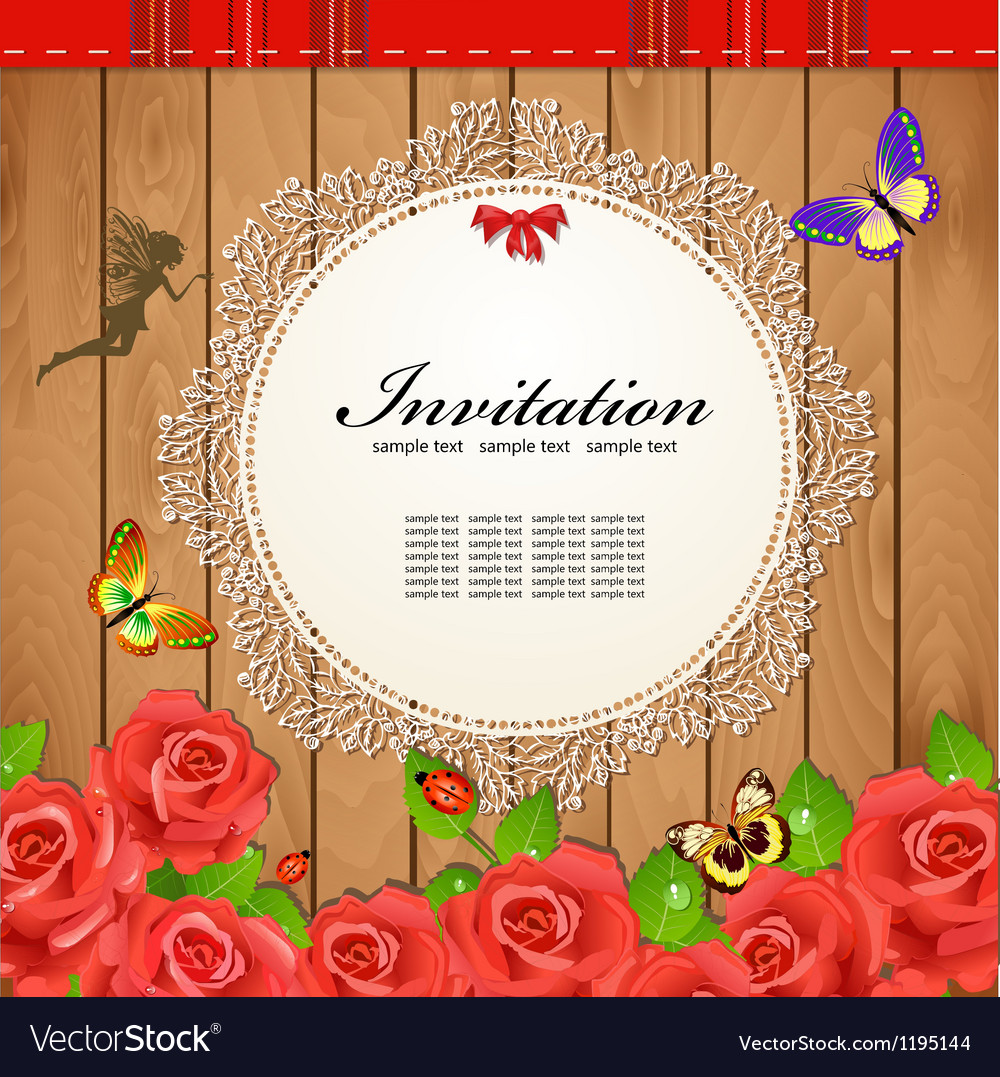 Retro rose invitation card