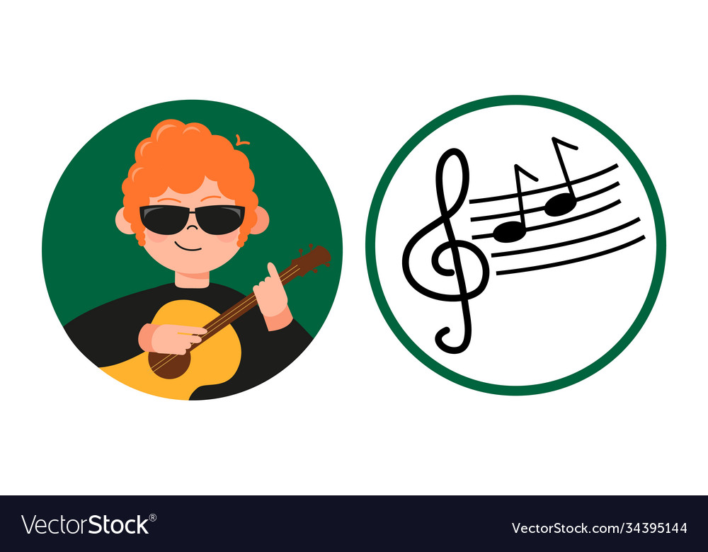 School student boy circle avatar music class vector image School student boy circle avatar music class