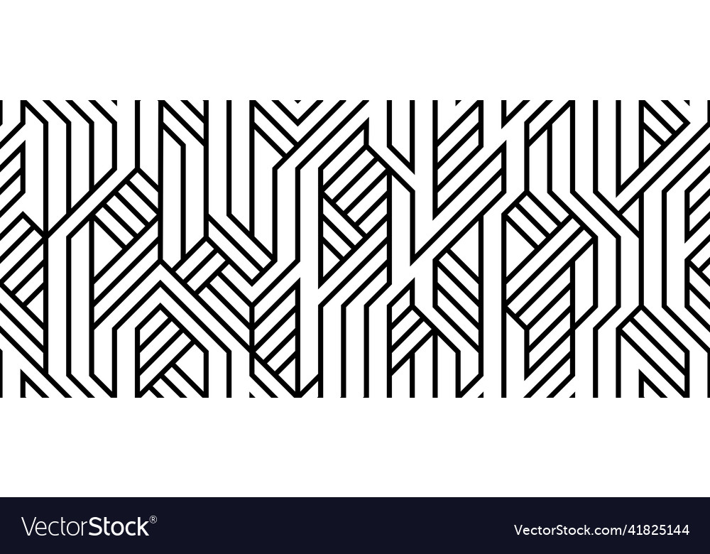 Tech style seamless linear pattern monochrome vector image Tech style seamless linear pattern monochrome