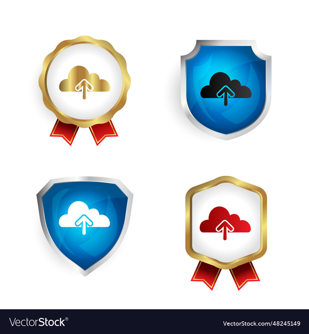 Abstract web upload badge and label collection vector image Abstract web upload badge and label collection