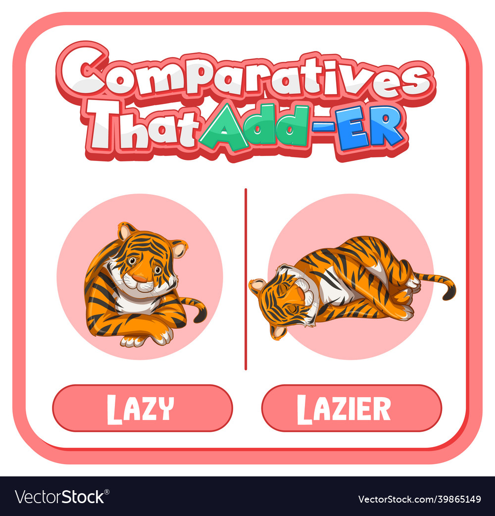 comparative-adjectives-for-word-lazy-royalty-free-vector