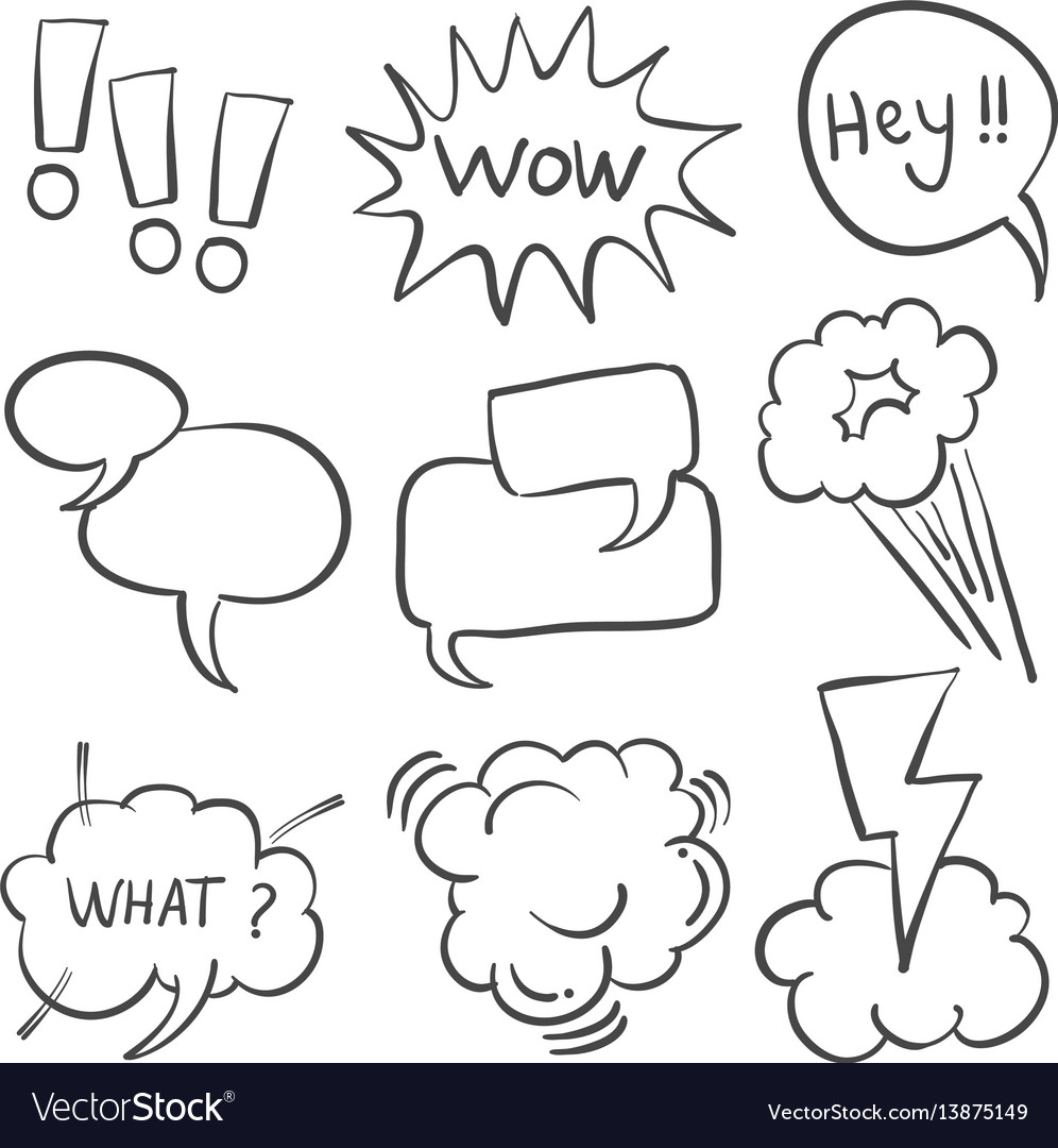 Doodle of speech bubble style various