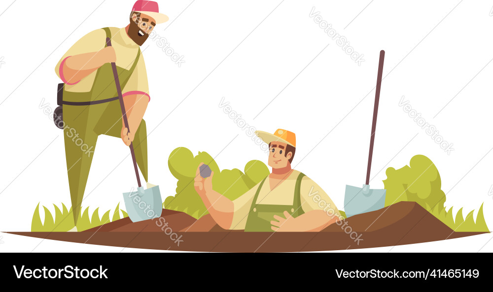 Geologists digging ground composition Royalty Free Vector