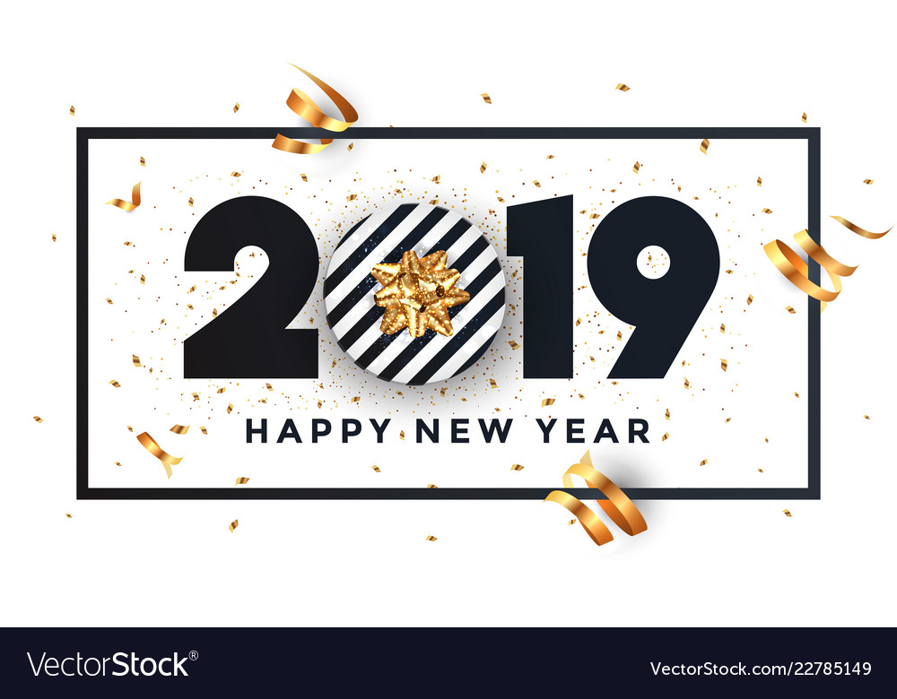 Happy New Year 2019 Banner With Frame Royalty Free Vector