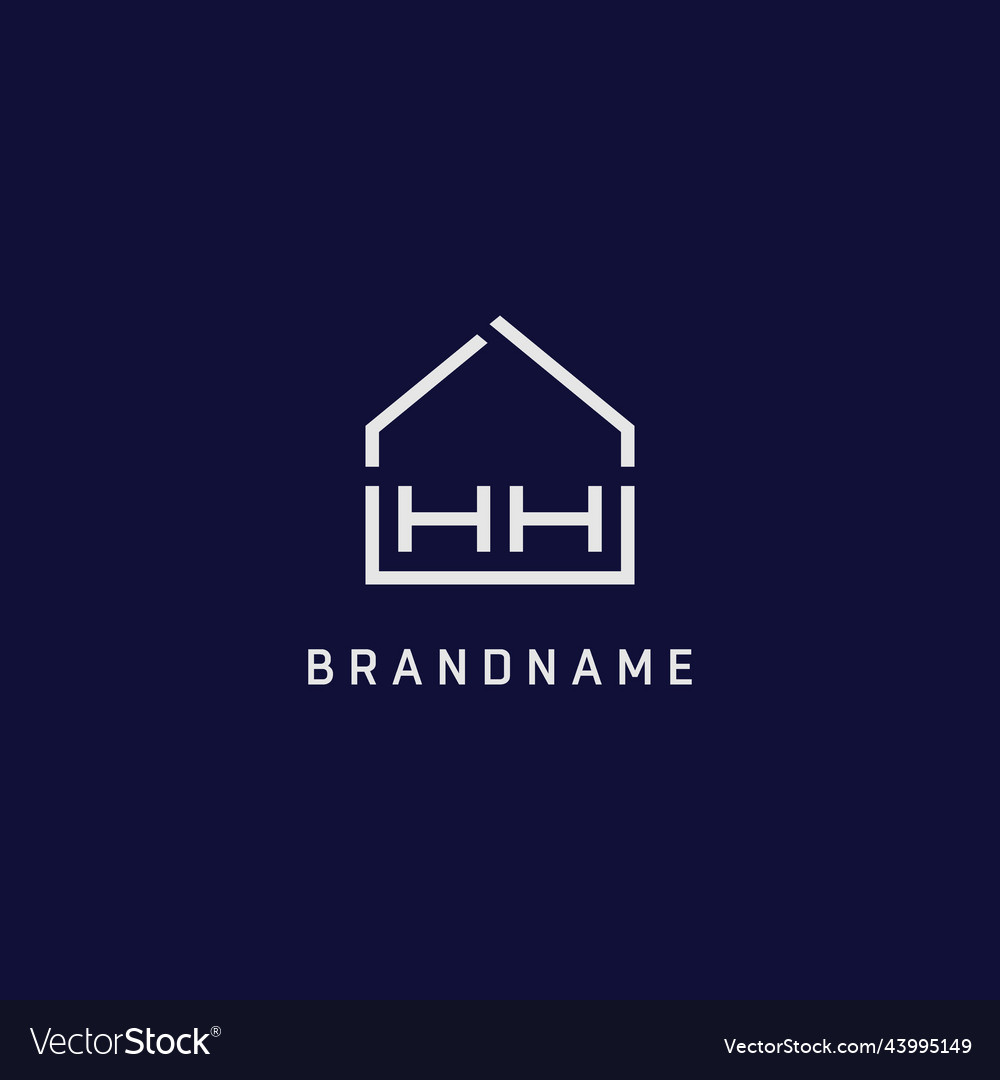 Initial letter hh roof real estate logo design