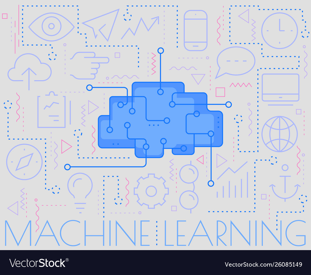Machine learning concept trendy linear Royalty Free Vector