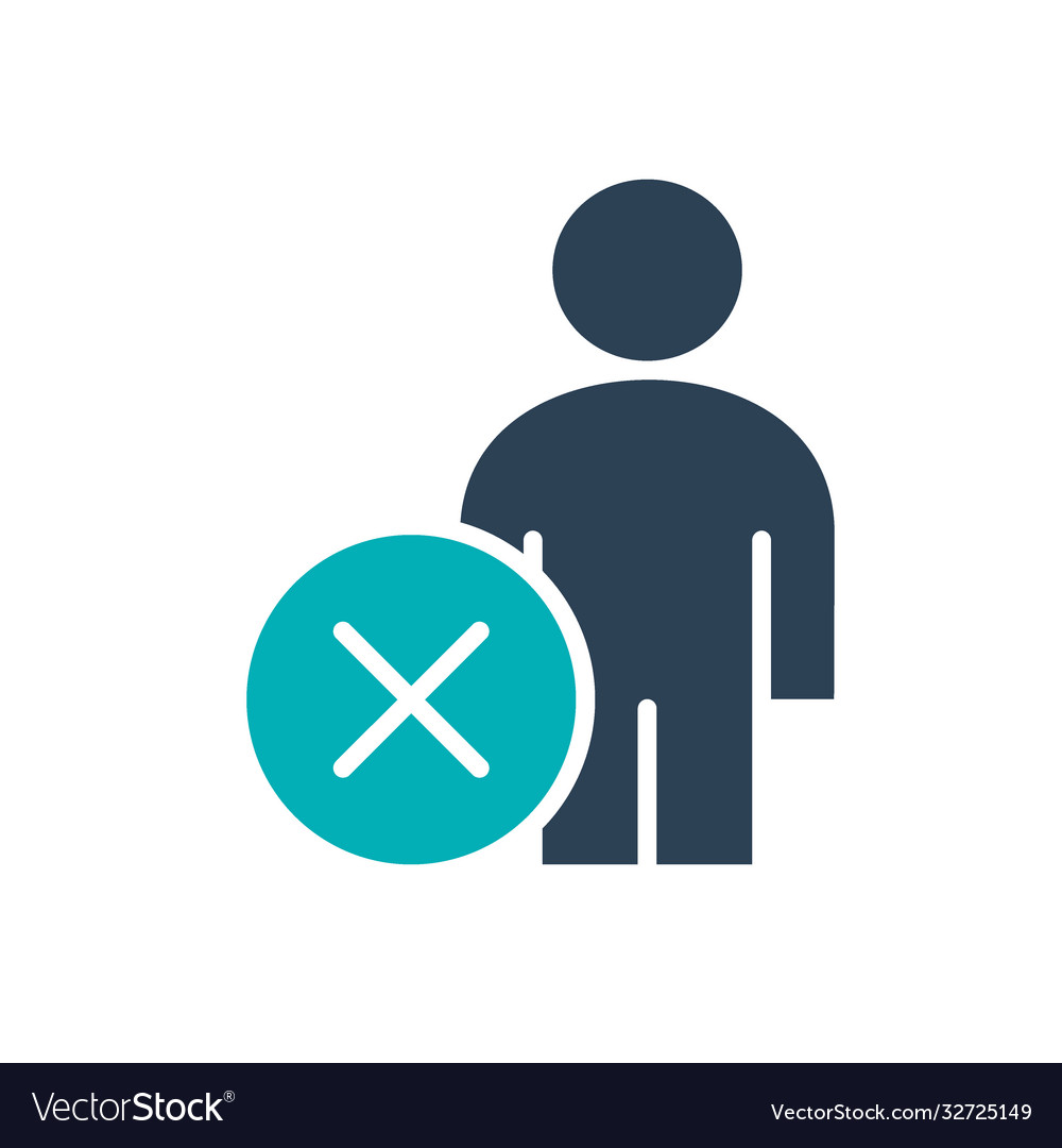 Man with cross checkmark colored icon user