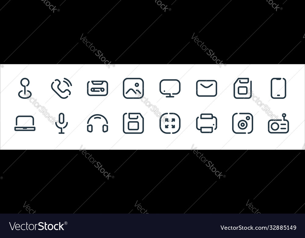 Multimedia line icons linear set quality vector image Multimedia line icons linear set quality
