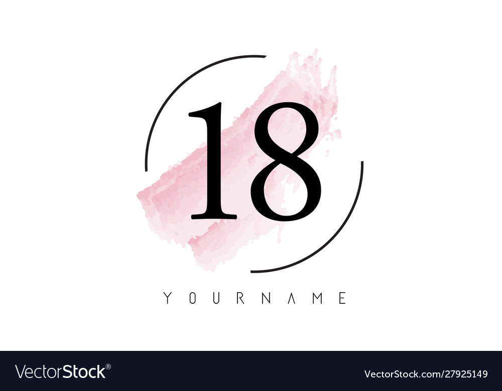 Number 18 watercolor stroke logo design Royalty Free Vector