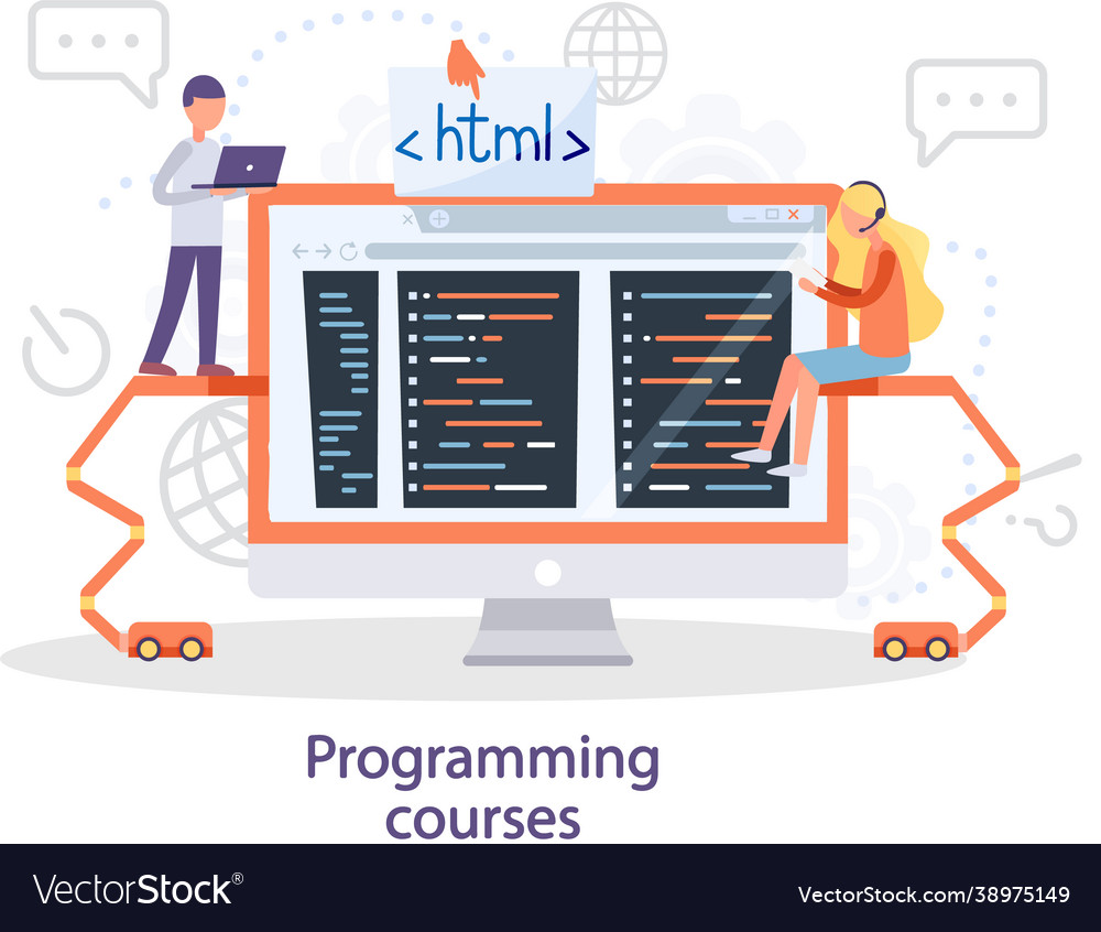Programming courses online education coding vector image Programming courses online education coding