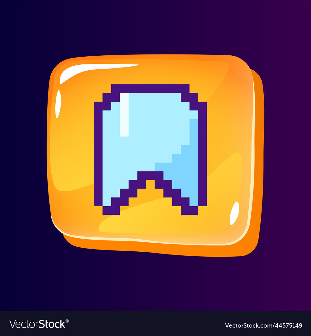 Ribbon mark glossy ui button with pixelated color vector image Ribbon mark glossy ui button with pixelated color