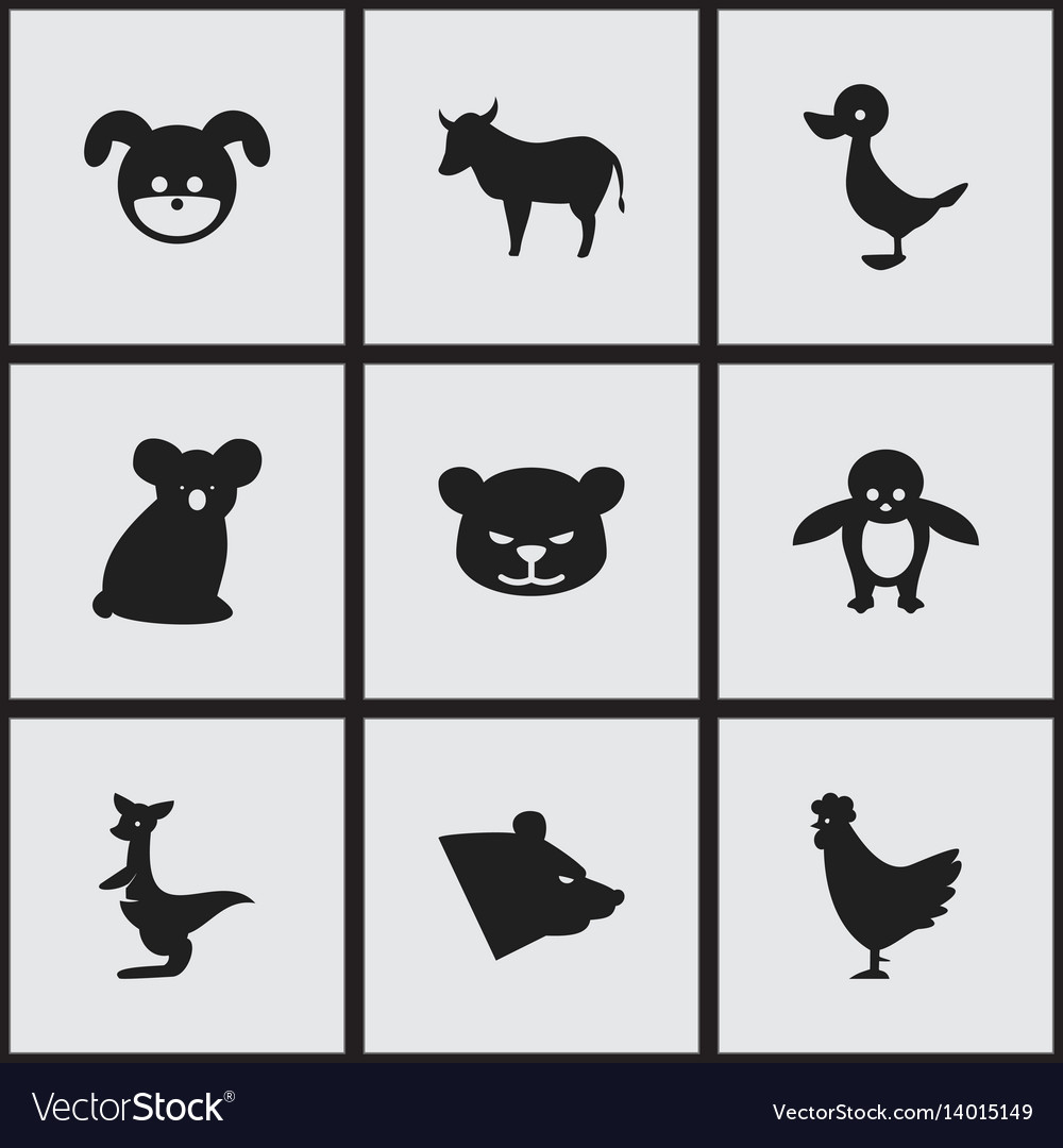 Set of 9 editable zoo icons includes symbols