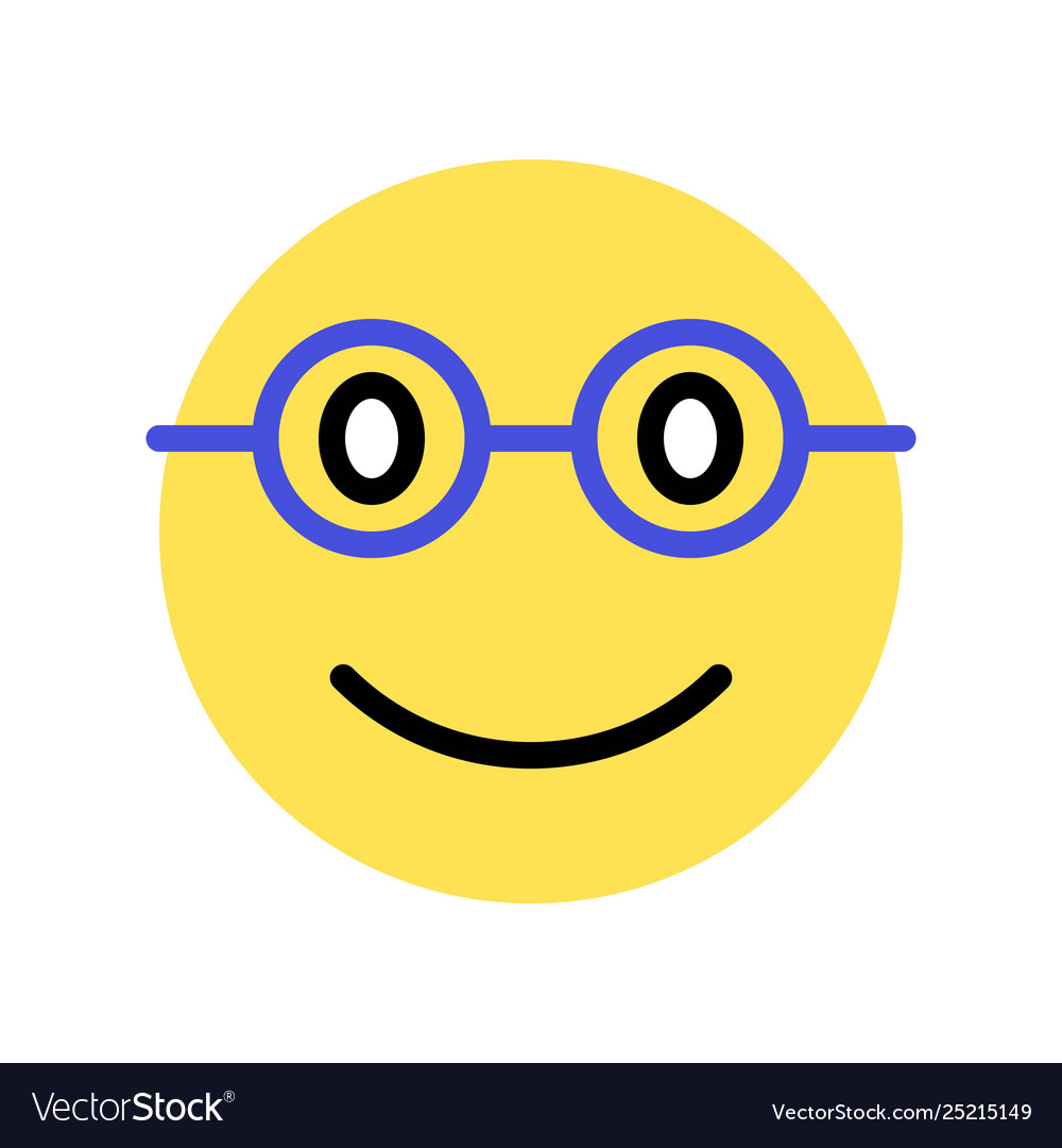 Smiling face with glasses isolated flat style Vector Image