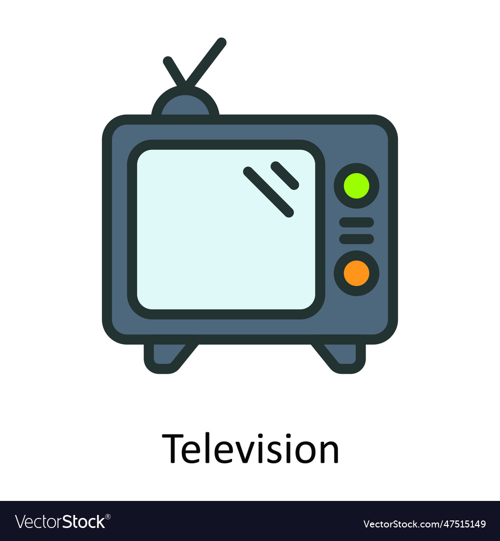 Television Fill Outline Icon Design Illust Vector Image