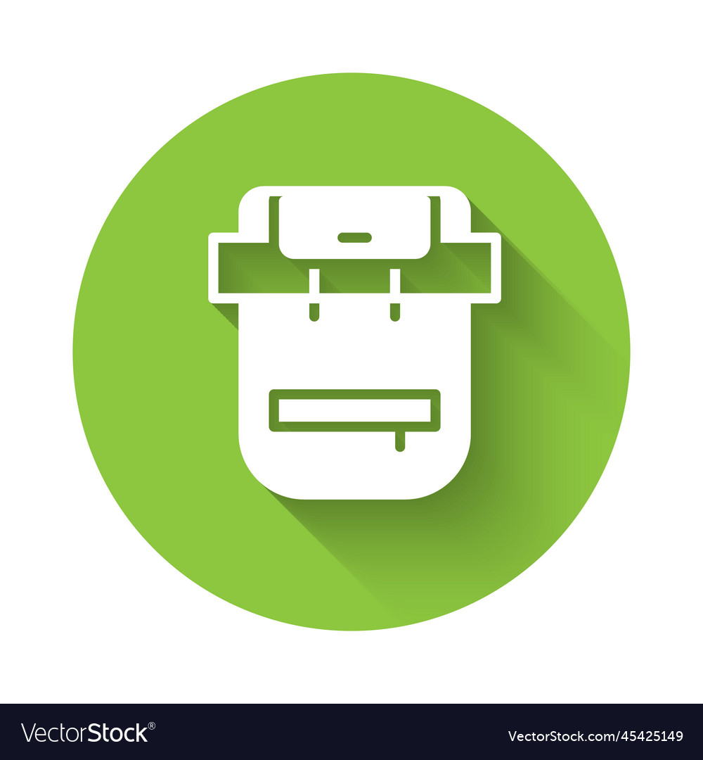 White hiking backpack icon isolated with long vector image White hiking backpack icon isolated with long