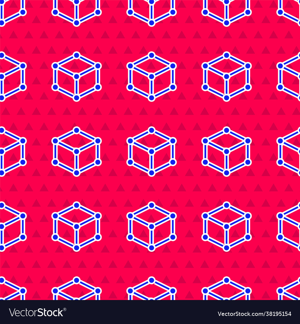 Blue isometric cube icon isolated seamless pattern