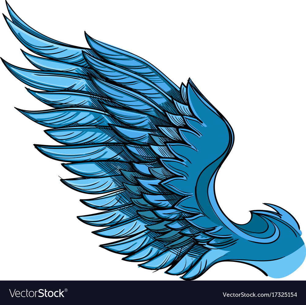 Blue wing isolated on white background design