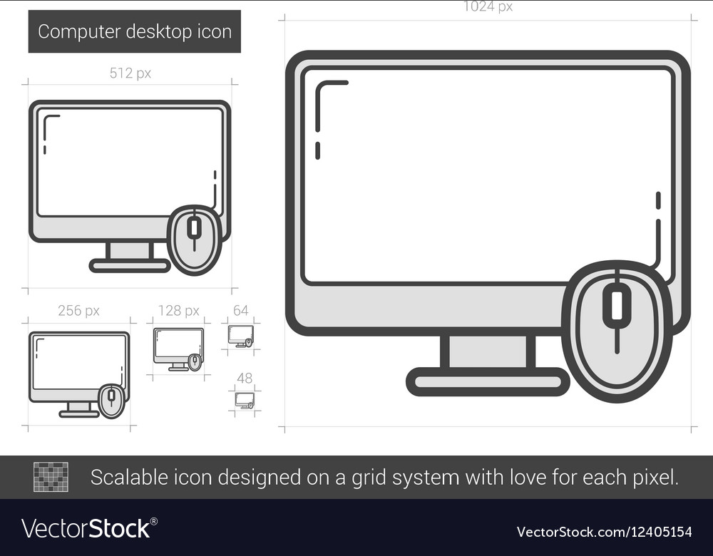 Computer desktop line icon