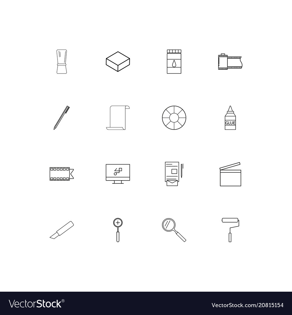 Creative process and design linear thin icons set