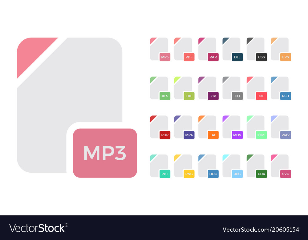 Flat file format icons audio video image