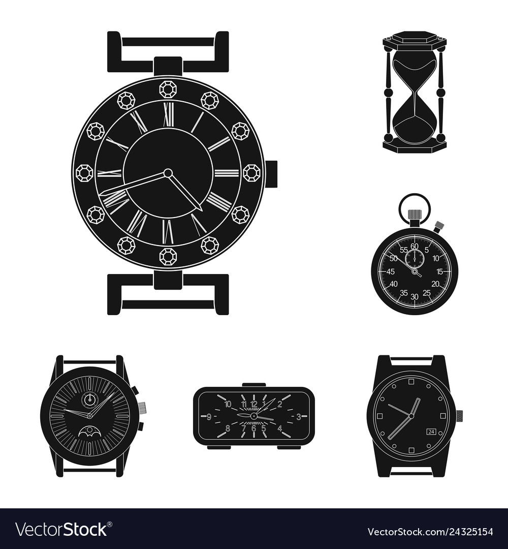 Isolated object of clock and time logo collection vector image Isolated object of clock and time logo collection