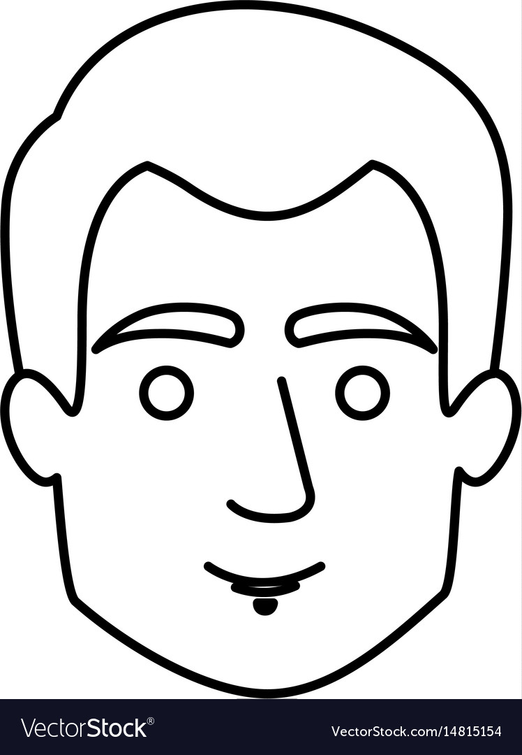 Monochrome contour of guy face with short hair Vector Image