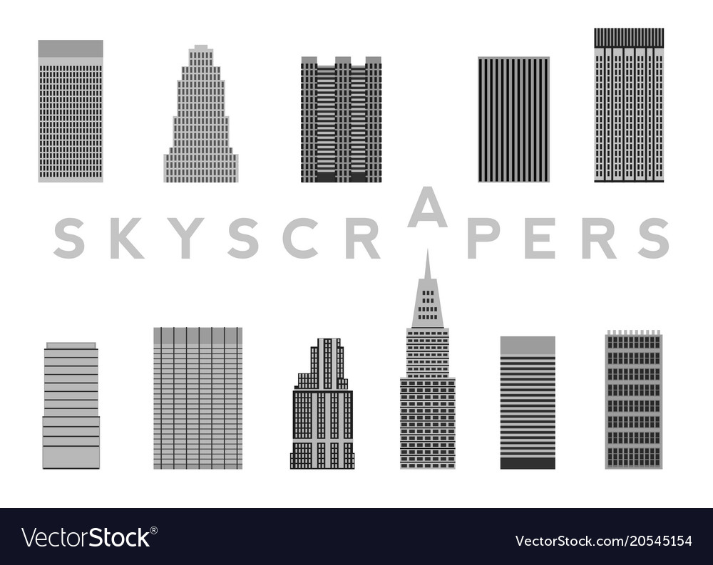 Set skyscrapers simple cartoon picture Royalty Free Vector Set skyscrapers simple cartoon picture Royalty Free Vector