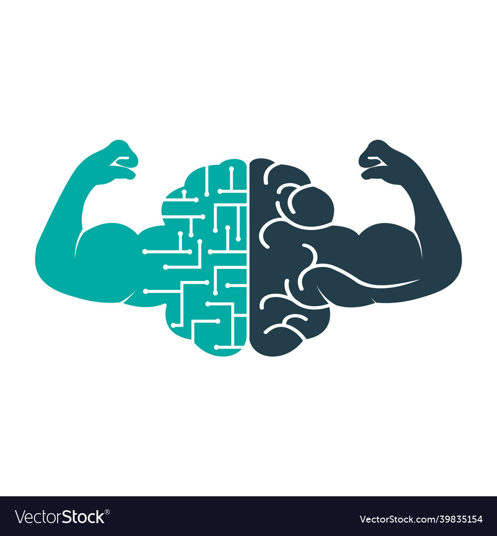 Strong technical brain logo design Royalty Free Vector Image