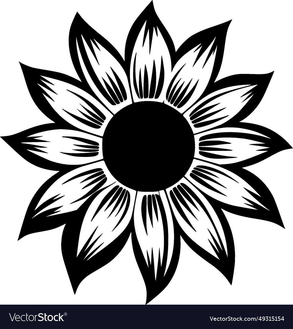 Sunflower - black and white isolated icon Vector Image