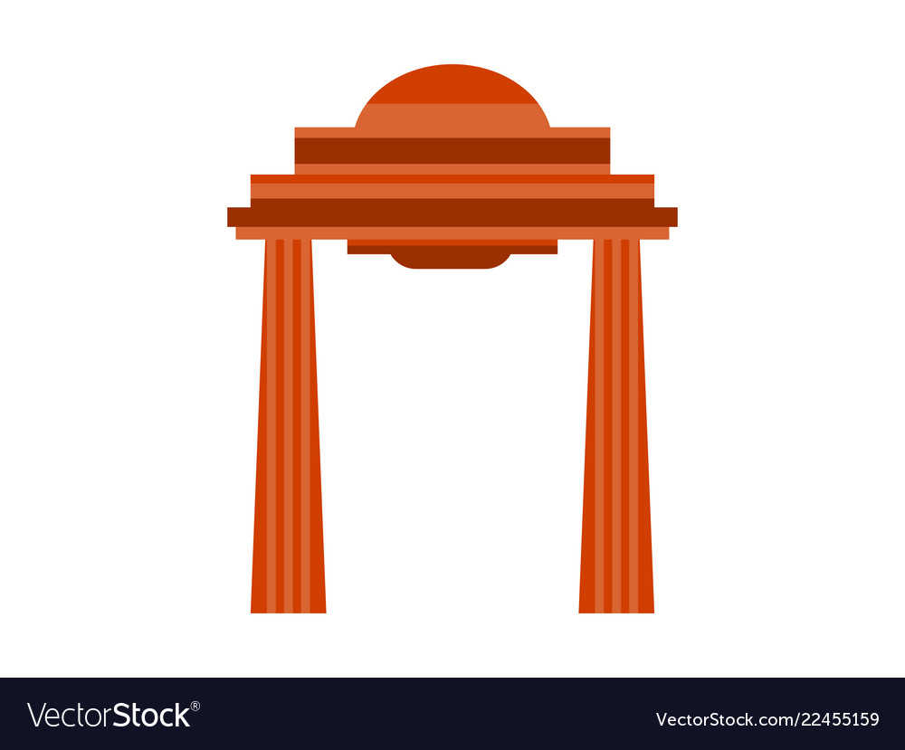 Ancient gate with columns in flat style vector image Ancient gate with columns in flat style