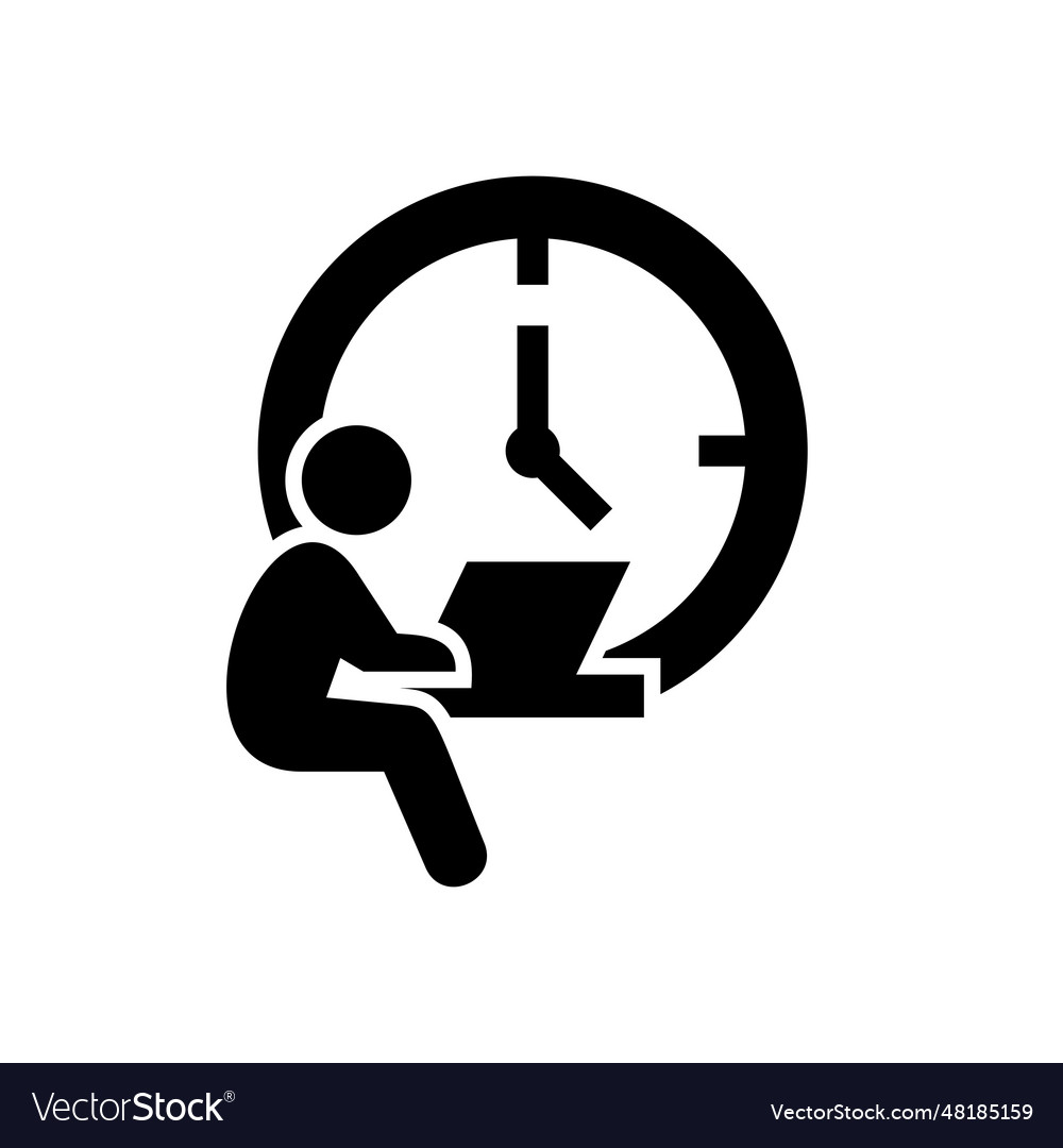 Clock and working employee simple icon vector image Clock and working employee simple icon