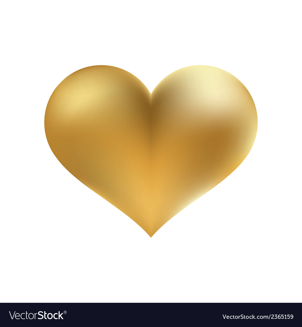 Golden shiny heart shape isolated eps8