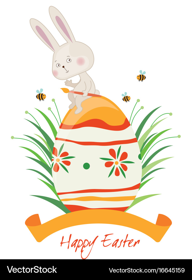 Happy easter rabbit Royalty Free Vector Image - VectorStock