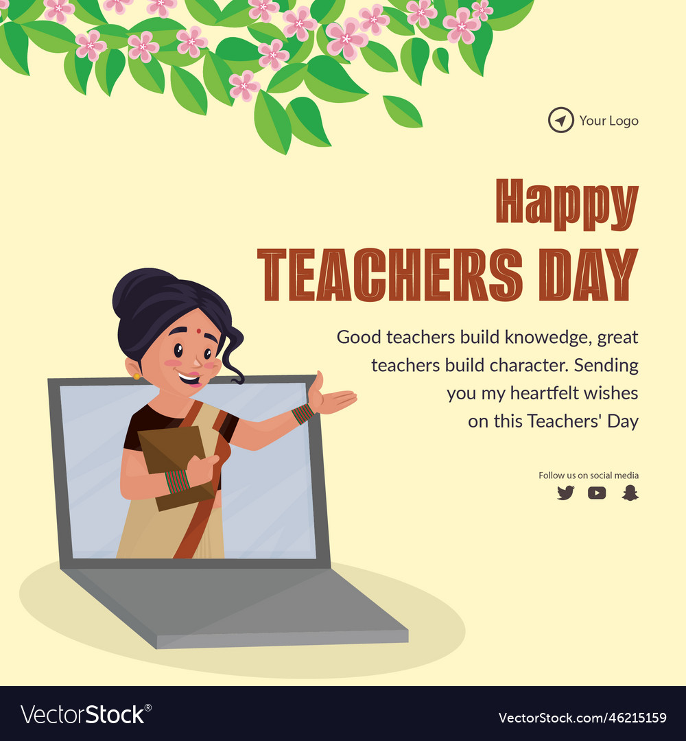 Happy teachers day banner design Royalty Free Vector Image