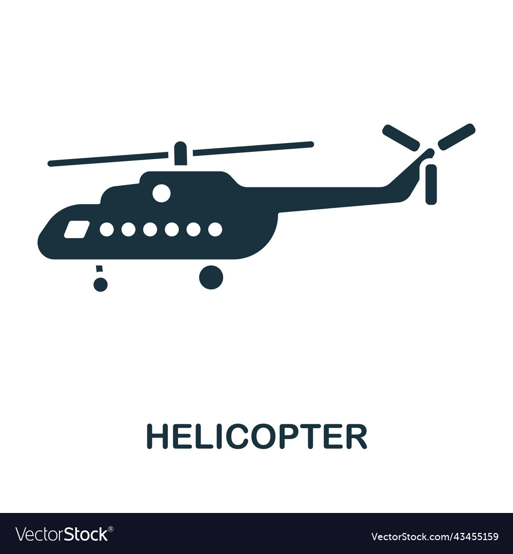 Helicopter icon monochrome simple line weapon