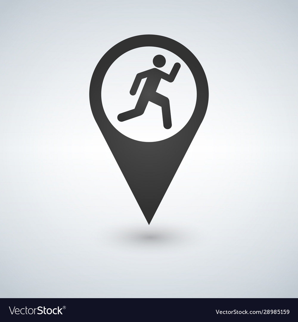 Map pointer man running icon flat design style