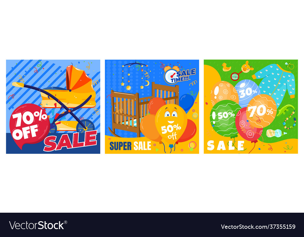 Sale children goods colorful design posters