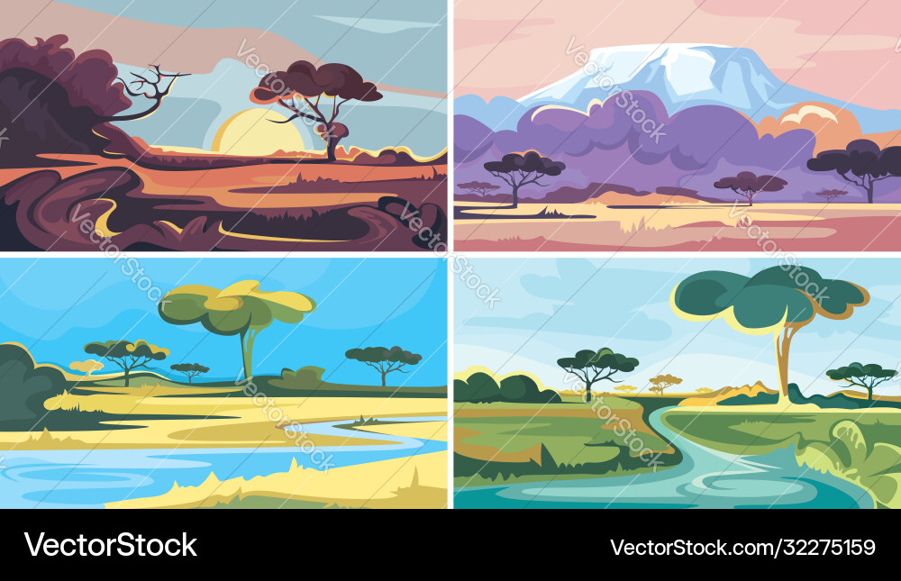 Set african landscapes Royalty Free Vector Image