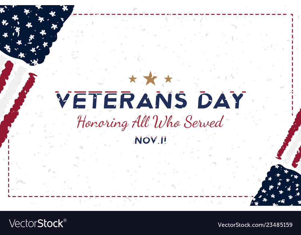 Veterans day greeting card with usa flag vector image Veterans day greeting card with usa flag