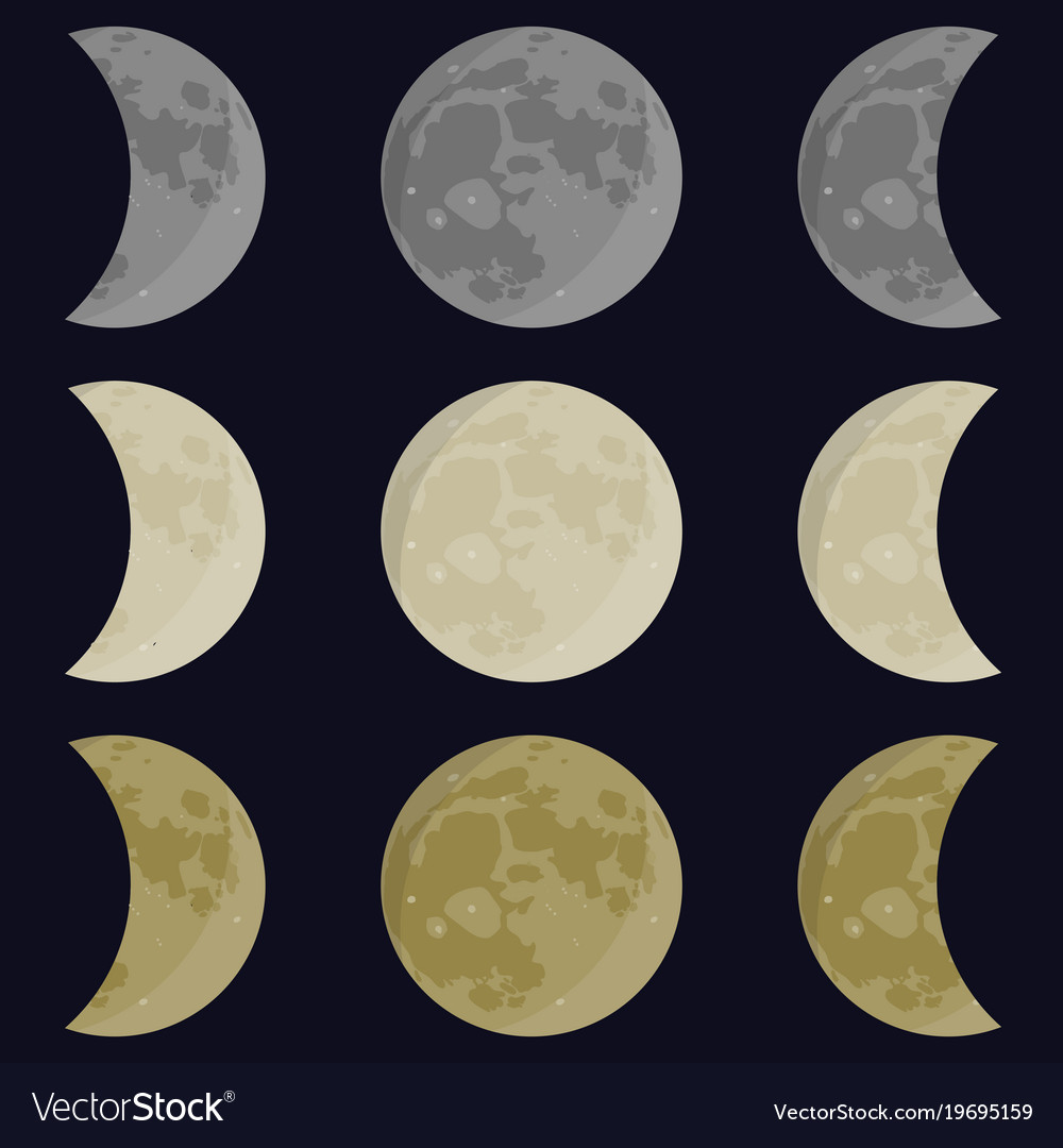 Yellow gray white moon Royalty Free Vector Image