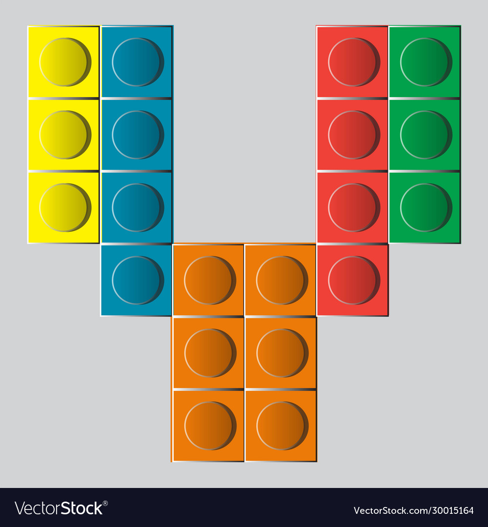 Colorful brick construction lego letter y Vector Image