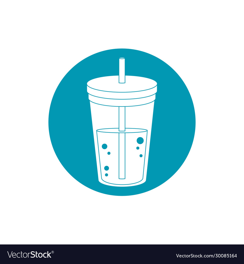 Drinks disposable cup beverage with cap and straw Vector Image