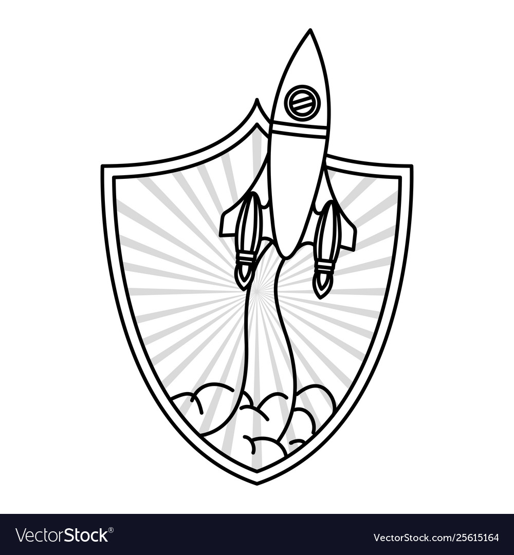 Frame with rocket taking off icon